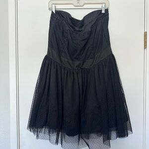 Vintage Black Tulle Strapless Dress